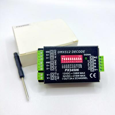China Decodificador do diodo emissor de luz DMX da C.C. 12V, decodificador de Px24506 Dmx512 para luzes de tira do RGB à venda