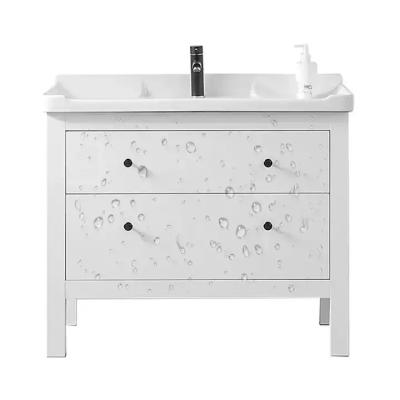 China Modern Solid Wood Bathroom Cabinet Vanity Furniture Single Sink Unit zu verkaufen