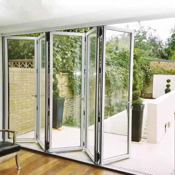 Quality Exterior Customized Plastic Folding Door UPVC Frame Glass Accordion Design for sale