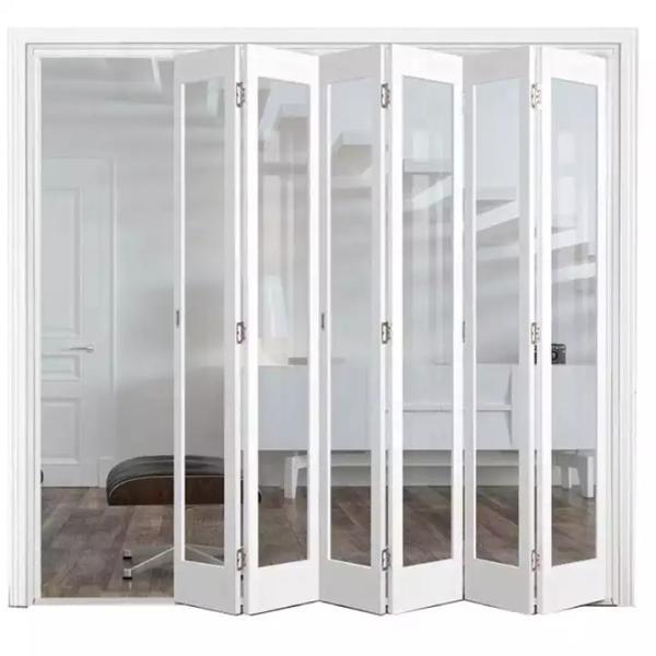 Quality Exterior Customized Plastic Folding Door UPVC Frame Glass Accordion Design Bifold for sale