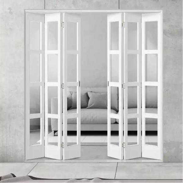 Quality Exterior Customized Plastic Folding Door UPVC Frame Glass Accordion Design for sale