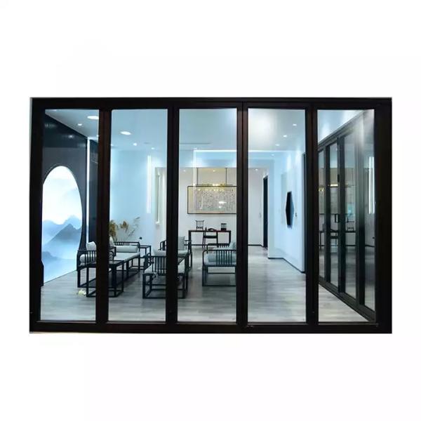 Quality New Design Anti Pinch Hand Aluminum Sliding Door Bifold Brown Glass for sale