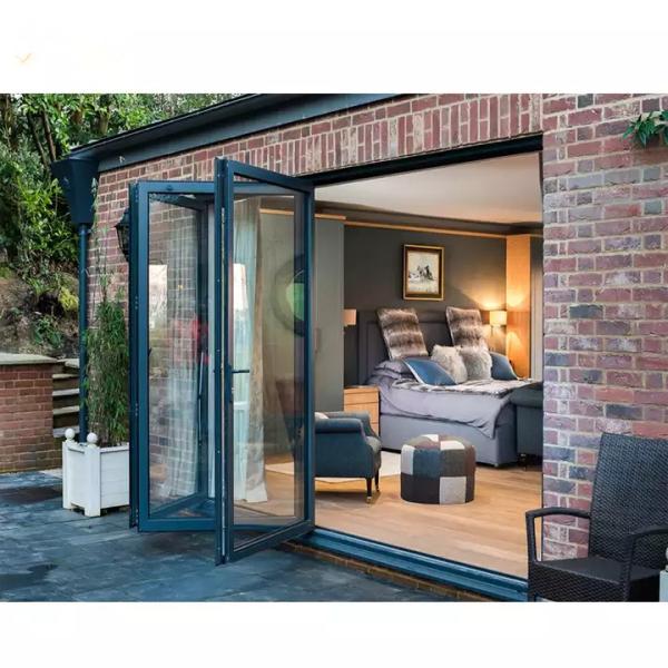 Quality EPDM Waterproof Exterior Aluminum Folding Door Glass Bifold Patio Sliding for sale