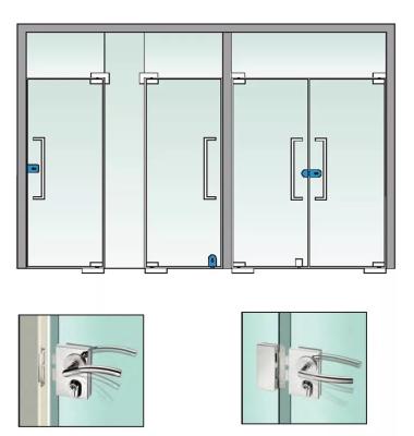 China Aluminum Alloy Frameless Swing Glass Door , Tempered Commercial Double Glass Door à venda