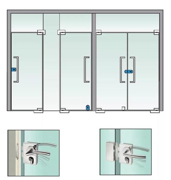 Quality Aluminum Alloy Frameless Swing Glass Door , Tempered Commercial Double Glass Door for sale