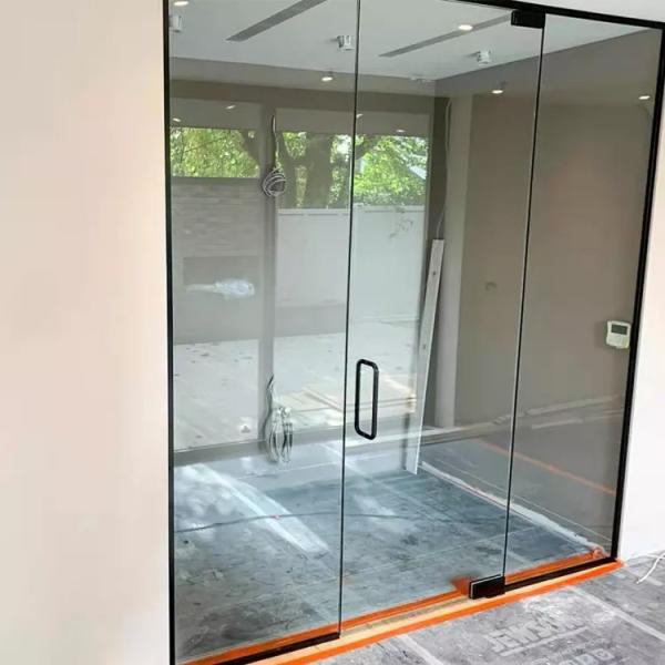 Quality Aluminum Alloy Frameless Swing Glass Door , Tempered Commercial Double Glass for sale