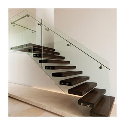 China Luxury Modern Home Design Wooden Floating Staircase Customized Straight for sale