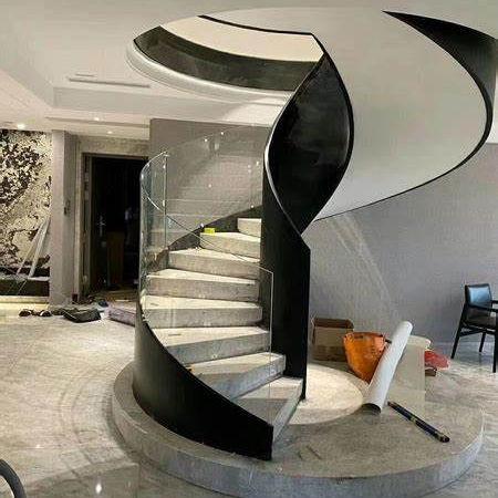 Quality Customized Marble Steel Spiral Stair Arc Laminated Glass Tread for sale