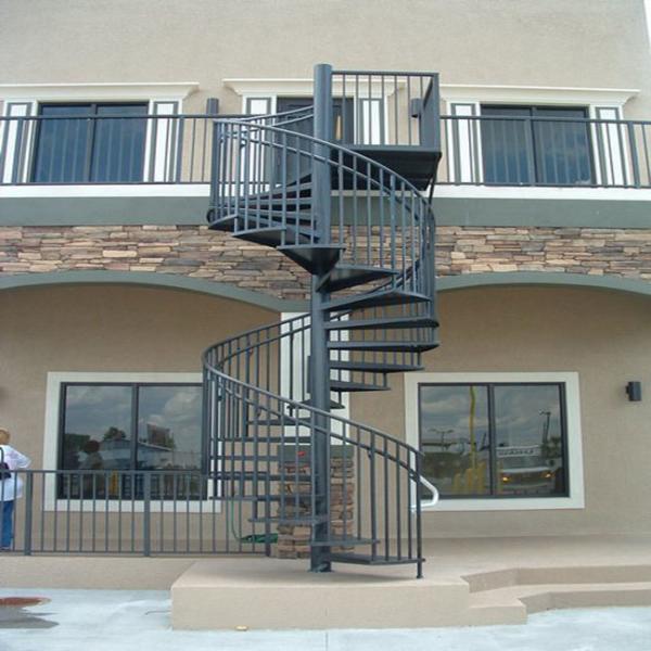 Quality Outdoor Powder Coated Carbon Steel Spiral Staircase Customized Size for sale