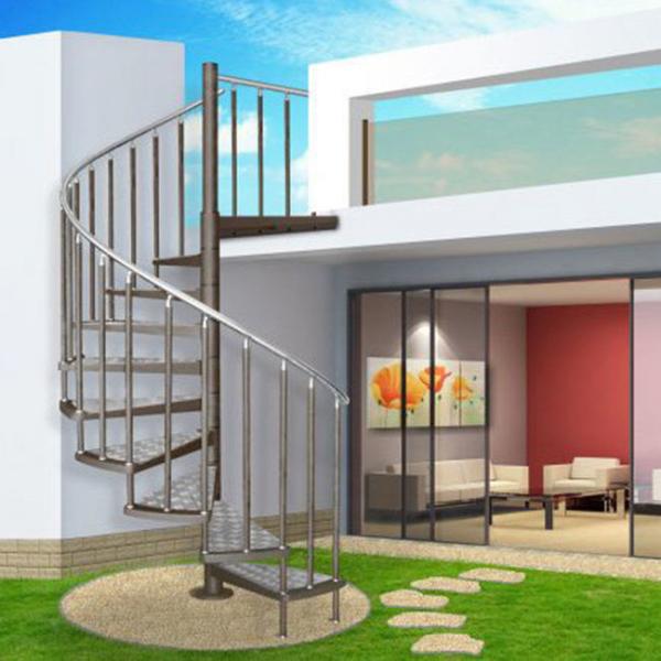 Quality Outdoor Powder Coated Carbon Steel Spiral Staircase Customized Size for sale