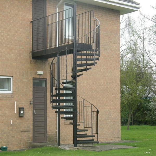 Quality Outdoor Powder Coated Carbon Steel Spiral Staircase Customized Size for sale