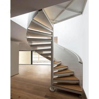 China Spiral Luxury Glass Stairs , Space Saving Spiral Wooden Stairs for sale