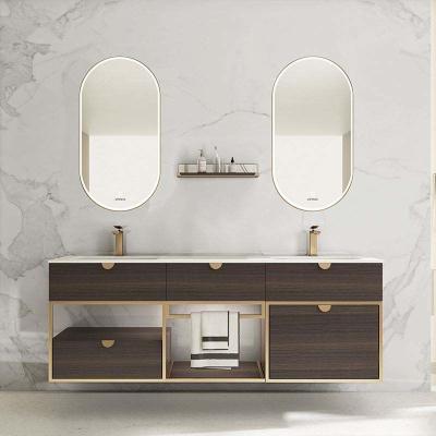 China Double Sink Solid Wood Bathroom Vanity Cabinet Modern European Furniture en venta