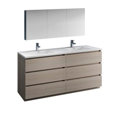 China Freestanding Double Sink Vanity , Design Solid Wood Bathroom Vanity Units en venta