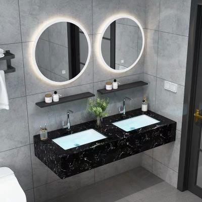 China Modern Wall Hung Cabinet , Marble Double Sink Bathroom Vanity en venta