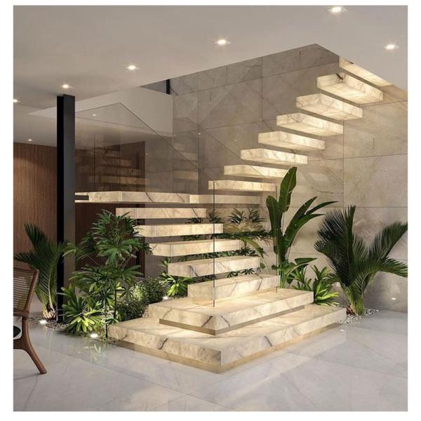 Quality Australian Standard Modern Interior Staircase With Led Marble for sale