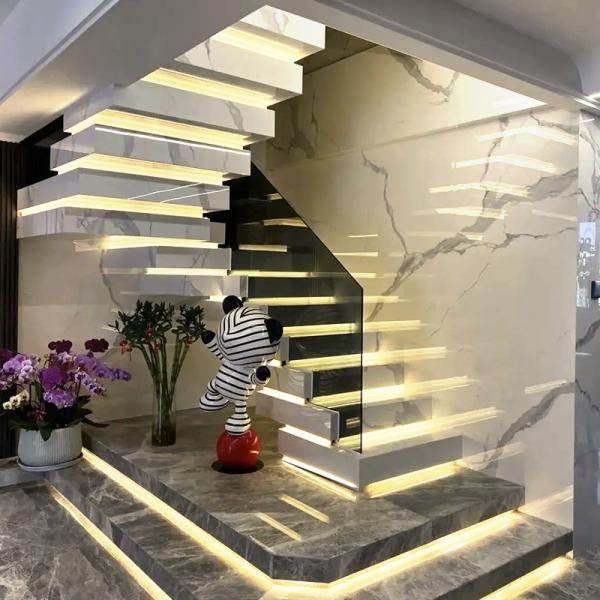 Quality Australian Standard Modern Interior Staircase With Led Marble for sale