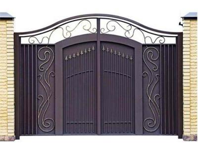 China Modern House Wrought Iron Main Gate , New Design Wrought Iron Front Door for sale