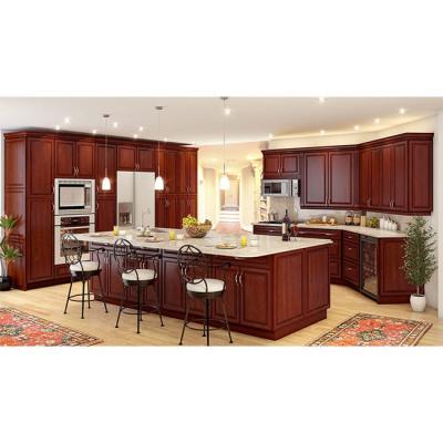 China Custom Design Solid Wood Royal Kitchen Cabinets For Apartment for sale