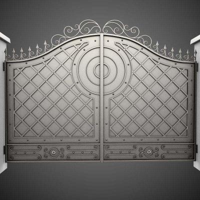 China Front Yard Modern Wrought Iron Main Gate , New Design Wrought Iron Door for sale