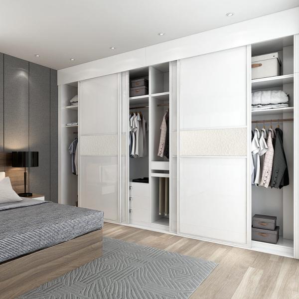 Quality White Lacquer Armoire Customized Wardrobe Wooden Modern Sliding Door Cabinet for sale