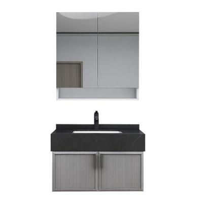 China LED Illuminated Customized Bathroom Cabinets 16mm Particle Board Vanity for sale