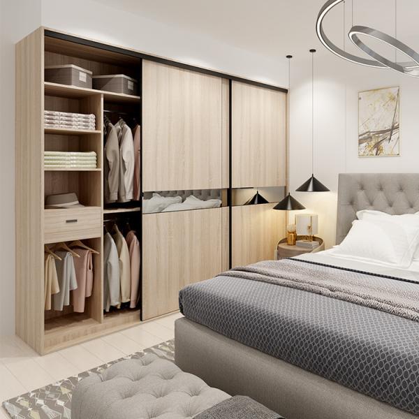 Quality Trendy Solid Wood Walk In Closet Organizer Mirror Sliding Doors Wardrobes For for sale