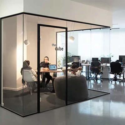 China 83MM Full View Office Partition Walls Aluminum Frame Fixed Glass Partition for sale