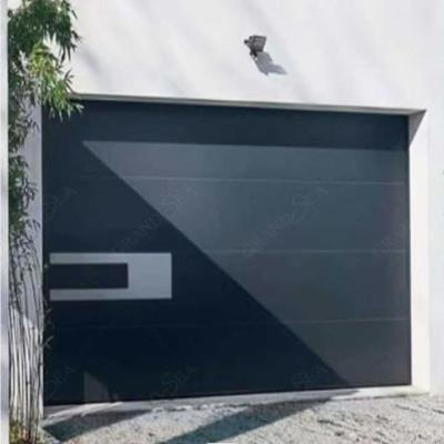 中国 モーターを搭載するドアの上の現代的な外部の自動化されたガレージのドアの鋼鉄黒ロール 販売のため