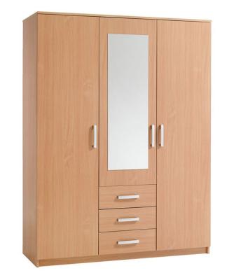 China Particle Board 3 Shutter Sliding Wardrobe Built In Closet For Small Bedroom for sale