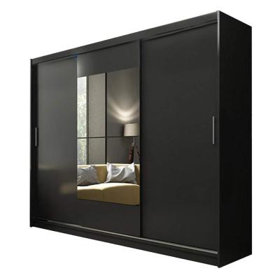 China 15mm MDF Large Modern Bedroom Wooden Cupboard 3 Door Sliding Wardrobe With Mirror for sale