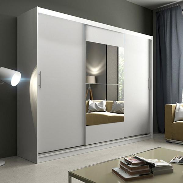 Quality 15mm MDF Large Modern Bedroom Wooden Cupboard 3 Door Sliding Wardrobe With for sale