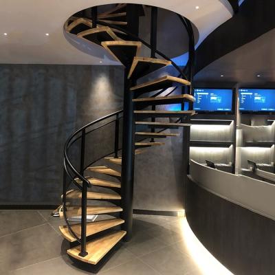 China Black Anti Slip Indoor Spiral Staircase SS304 Attic Readymade Steel Stairs for sale