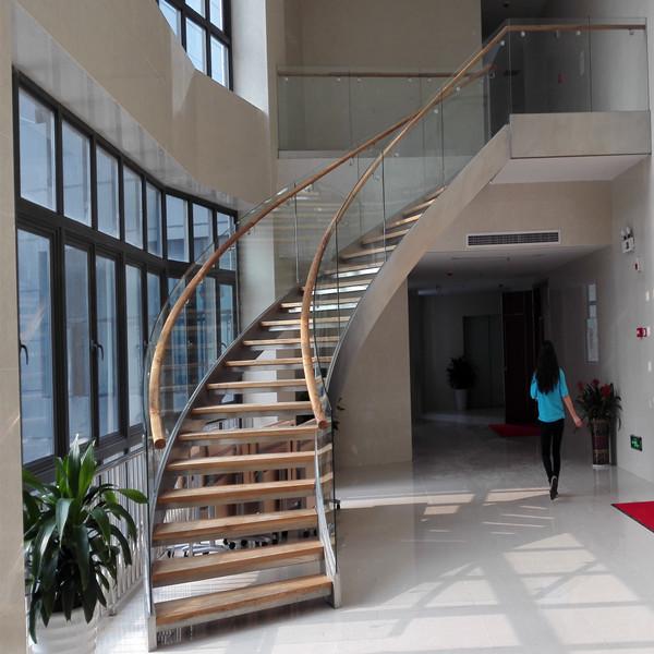 Quality Wrought Iron Interior Stair Railings Spiral Staircase Glass Curved Banister for sale