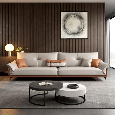 China Couro secional nórdico Sofa Set de couro do sofá da casa pequena 3 4 Seater à venda