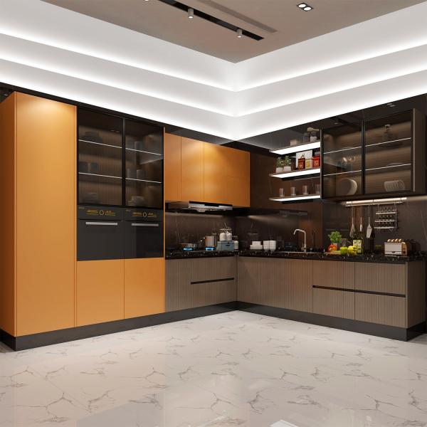 Quality High Gloss Lacquer Modular Kitchen Cabinets Trendy White Plywood Cupboards for sale