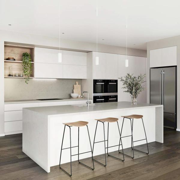 Quality High Gloss Lacquer Modular Kitchen Cabinets Trendy White Plywood Cupboards for sale