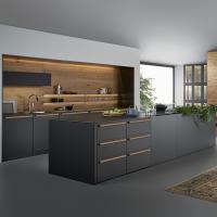 Quality Modern Matte Acrylic Kitchen Cabinets Luxury Black Melamine Kitchen Wall Cupboards for sale