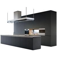 Quality 18mm E1 MDF Large Island Matte Black Kitchen Cabinets With Handleless Fronts for sale