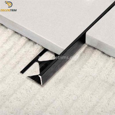 China Decorative 10mm Straight Edge Tile Trim , L Shaped Aluminum Trim Black for sale