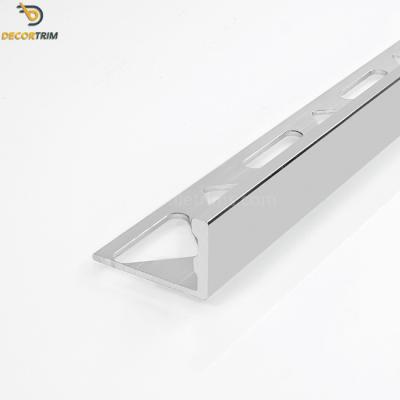 China L Shape Aluminum Tile Trim Profiles Chrome Silver For Tiles Edging Decoration ODM for sale