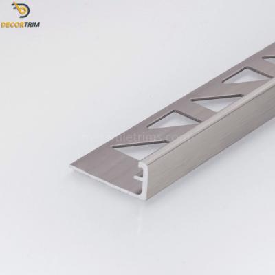 China 8mm L Angle Aluminum Corner Trim For Tile Brush Matt Titanium Finish for sale