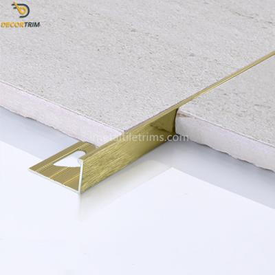 China 12.5mm Metal Tile Trims Aluminum Alloy 6063 Material Polish Bright Gold Color for sale