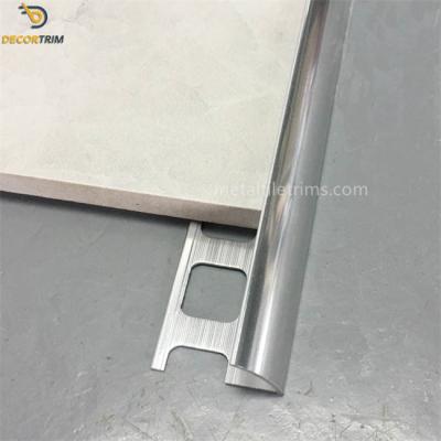 China Polish Silver 12mm Tile Edge Trim , Aluminium 6063 Round Edge Metal Tile Trim for sale
