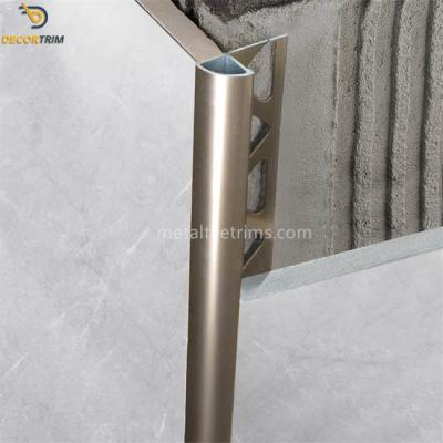China 8 / 10 / 12mm X 2.5m Aluminium Tile Trim Round Closed Shape With Quarter Round Corners for sale