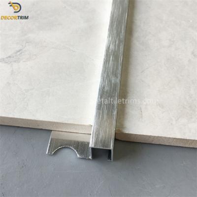 China Bright Silver Metal Square Edge Tile Edging Trim 10mm X 12mm for sale
