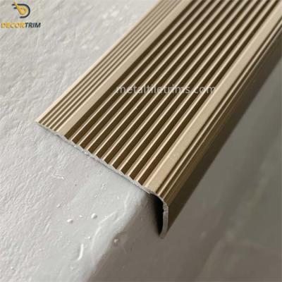 China Non Slip Stair Nosing Tile Trim Matt Bronze Color For Step Edge Protection ODM for sale