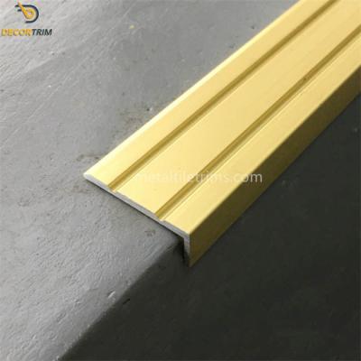 China Decorative Stair Nosing Tile Trim Anodized Matt Gold 25mm X 10mm Size for sale