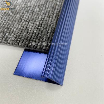 China Heavy Duty Door Carpet Transition Strip Anodized Shiny Blue Color ODM for sale