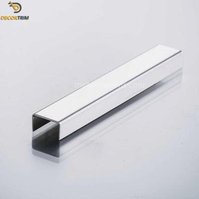 China Stainless Steel SS304 U Channel Strip 8K Mirror Finish For Wall Border Decoration for sale